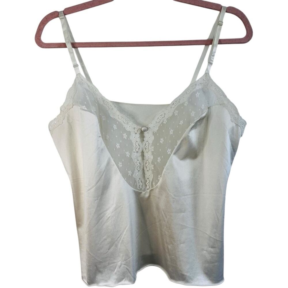 Vintage 1960s Vanity Fair Ivory Nylon Lace Trim Camisole | Antron III | Size 38